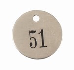PRE-NUMBERED VALVE TAGS - 1 1/4 INCH ROUND ALUMINUM